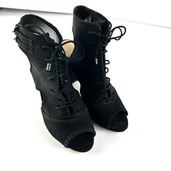ALEXANDRE BIRMAN Booties womens size 7 Black Suede Lace-Up Open Toe - Picture 2 of 13